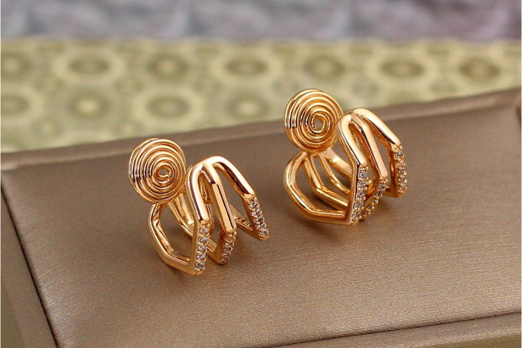 Серьги Xuping Jewelry кулачок 1,5 см золотистые