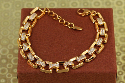 Браслет Xuping Jewelry опуклі квадрати 18 см золотистий