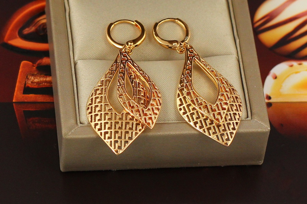 Сережки підвіски Xuping Jewelry подвійний мигдаль 5,2 см золотисті