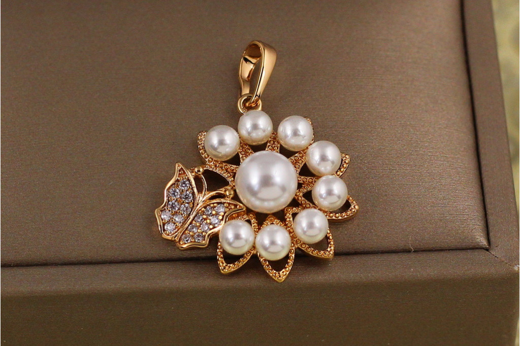 Кулон Xuping Jewelry весна с жемчужинами 2,8 см золотистый