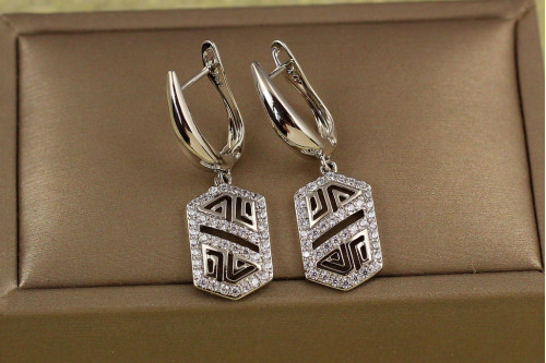 Сережки Xuping Jewelry скарби піраміди 3,3 см сріблясті