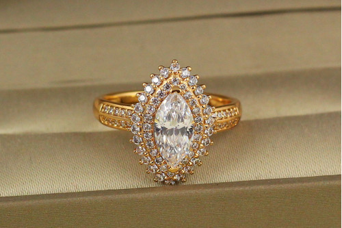 Кільце Xuping Jewelry маркіз в подвійній оправі фіанітів р 19 золотисте