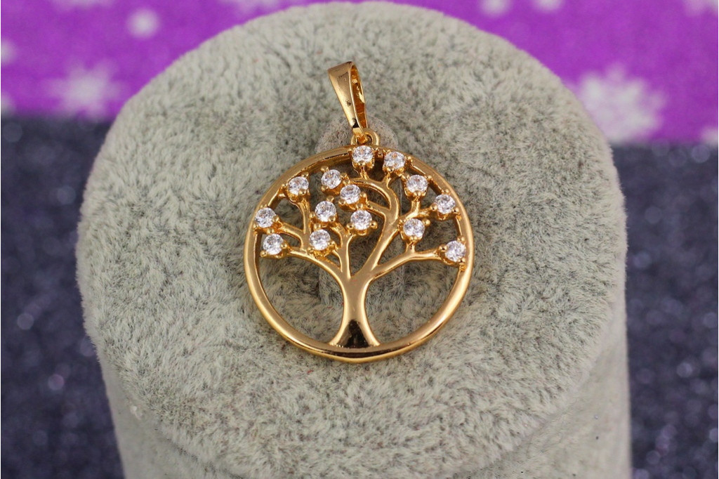Кулон Xuping Jewelry дерево жизни на ветках камешки 2 см золотистый
