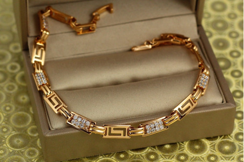 Браслет Xuping Jewelry грецький з фіанітами 20 см 6 мм золотистий