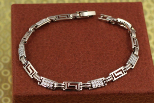Браслет Xuping Jewelry грецький з фіанітами 20 см 6 мм сріблястий