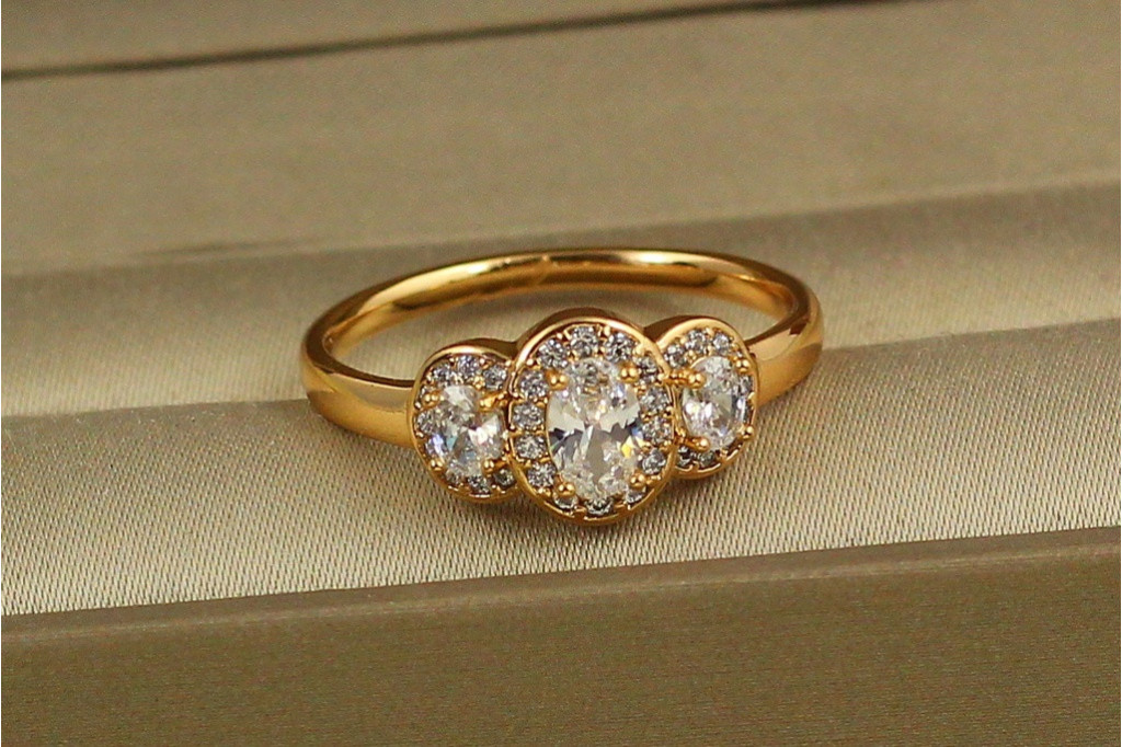 Кільце Xuping Jewelry три овали р 20 золотисте