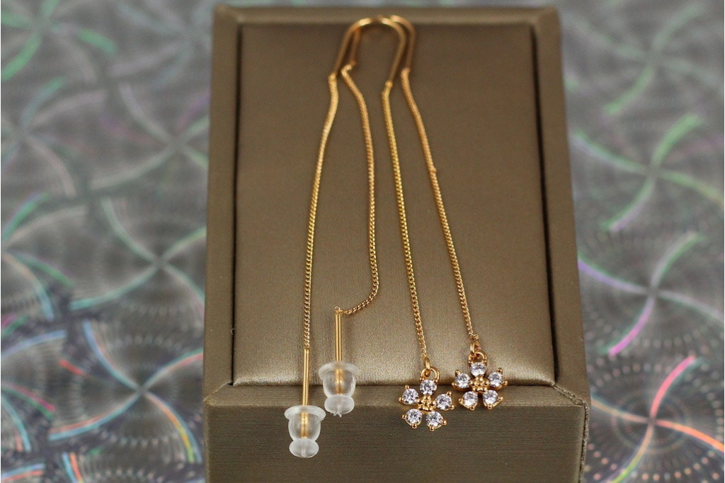 Серьги продевки Xuping Jewelry ромашка 8 см золотистые