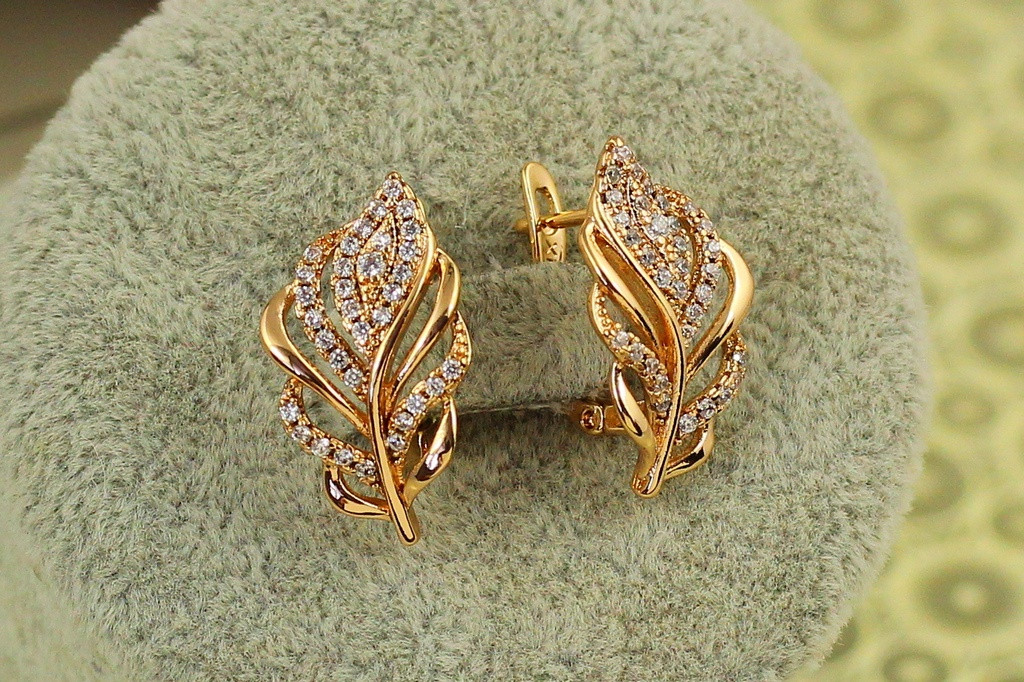 Сережки Xuping Jewelry пір'їнки 2,1 см золотисті