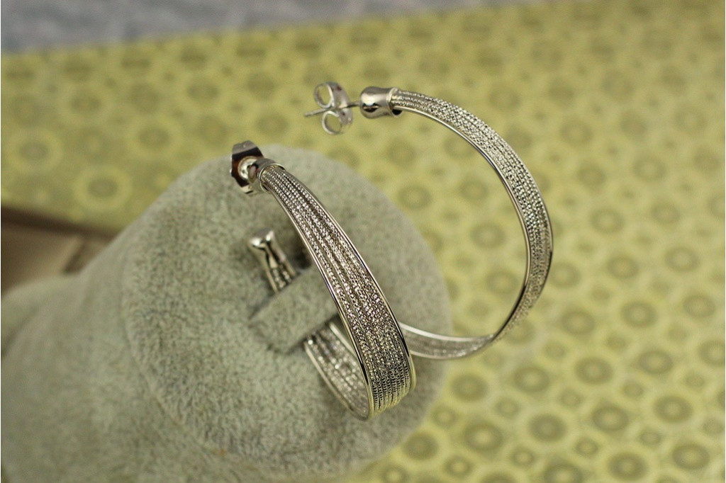 Сережки кільця Xuping Jewelry Скірда 4,3 см сріблясті