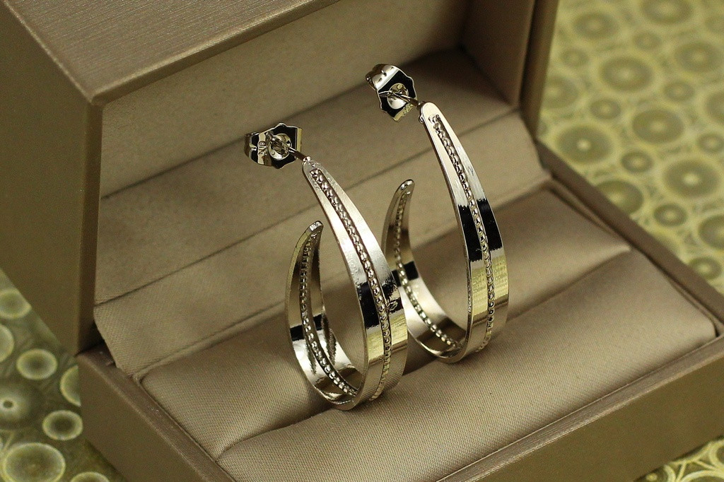 Серьги кольца Xuping Jewelry Пробор 3,5 см серебристые