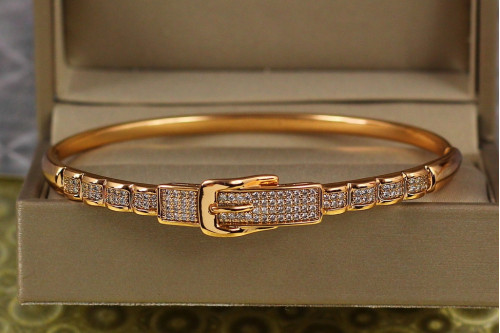 Браслет бенгл Xuping Jewelry Овали одне в одному 60 мм на руку від 17 до 19 см золотистий