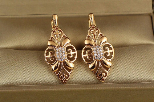 Сережки Xuping Jewelry Ретро 2,9 см золотисті
