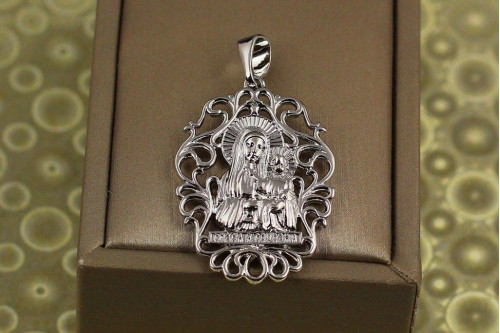 Ладанка Xuping Jewelry ажурный овал  Мария с младенцем 3.2 см серебристая