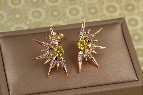 Сережки гвоздики Xuping Jewelry Ярило з жовтим каменем 2,9 см золотисті
