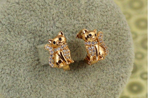 Сережки дитячі Xuping Jewelry Кошенята 1,3 см золотисті