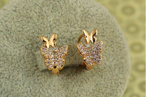 Серьги детские Xuping Jewelry Две бабочки 1,4 см золотистые