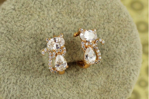 Серьги детские Xuping Jewelry котики с шарфом 1,3 см золотистые