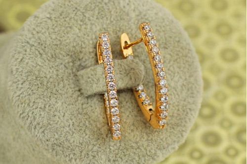 Сережки Xuping Jewelry доріжки з крупними каменями спереду і ззаду 2,9 золотисті