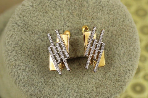 Серьги Xuping Jewelry Комбинаторика с родием 1,8 см золотистые