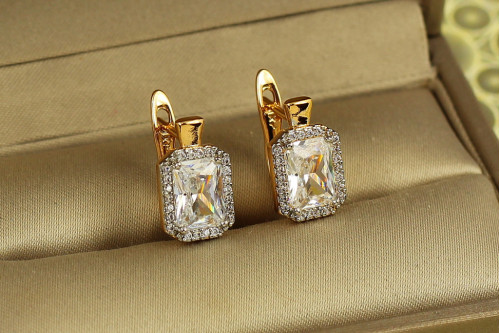 Сережки Xuping Jewelry Авангард з родієм 1,4 см золотисті