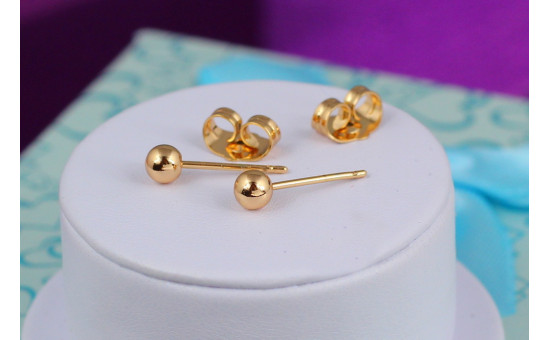 Сережки гвоздики Xuping Jewelry кульки 4 мм золотисті