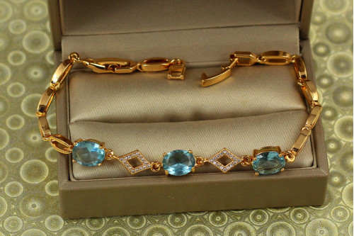 Браслет Xuping Jewelry Ліга з блакитними каменями 21,5 см 7 мм золотистий
