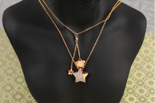 Ланцюг Xuping Jewelry подвійна цепочка Три зірки 45 см золотистий