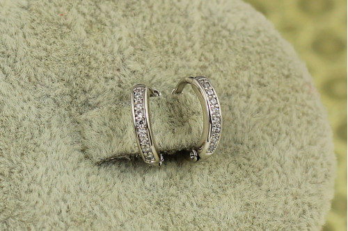 Серьги Xuping Jewelry  кольца с камешками 1,1 см серебристые
