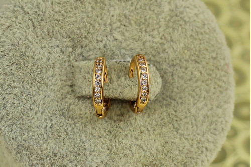 Серьги Xuping Jewelry кольца с камешками 1,1 см золотистые
