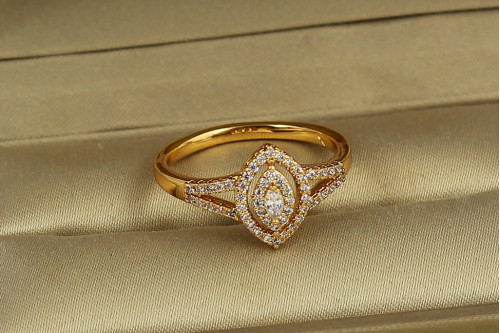 Кільце Xuping Jewelry малий маркіз з подвійним обідком р 16 золотисте