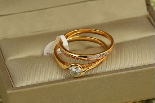 Кольцо Xuping Jewelry  двойное Зрачок р 20  золотистое