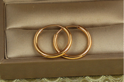 Серьги кольца Хuping Jewelry с тайной застежкой 2 см золотистые