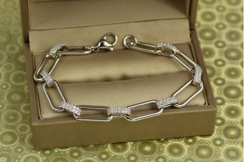 Браслет Xuping Jewelry Периметр з овальними ланками 17 см 7 мм сріблястий