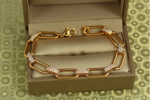 Браслет Xuping Jewelry Периметр з овальними ланками 17 см 7 мм золотистий