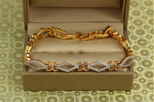 Браслет Xuping Jewelry ромби з родієм 17 см 7 мм золотистий