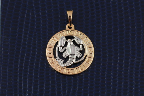 Кулон зодиак Xuping Jewelry рак с родием 2 см золотистый