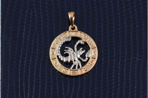 Кулон зодиак Xuping Jewelry скорпион с родием 2 см золотистый