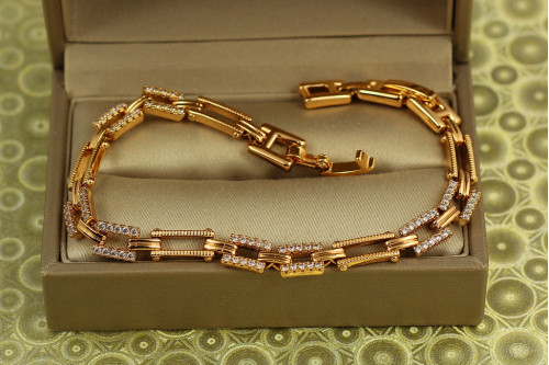 Браслет Xuping Jewelry Парад прямоугольников 19 см 6 мм золотистый