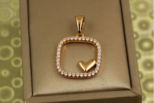 Кулон Xuping Jewelry прямоугольник с сердцем справа 2,2 см золотистый