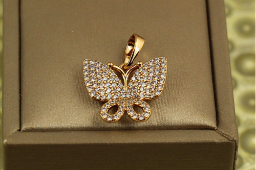 Кулон Xuping Jewelry  бабочка с мелкими фианитами 1,6 см золотистый