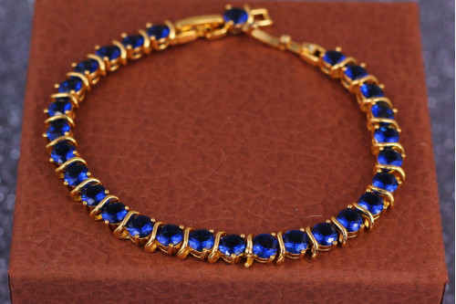Браслет Xuping Jewelry іскри салюта с синіми каменями 19.5 см 5 мм золотистий