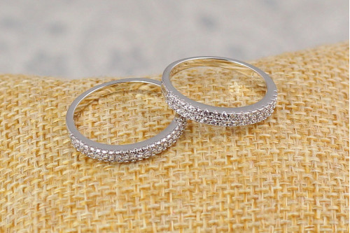 Кільце Xuping Jewelry спереду дві доріжки з каменів 19 р сріблясте