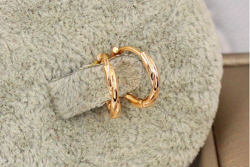 Сережки кільця Хuping Jewelry кручена нитка 1.4 см золотисті
