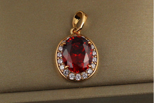 Кулон Xuping Jewelry малинки червоний камінь 1.7 см золотистий