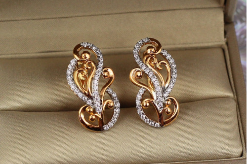 Серьги  Xuping Jewelry Рококо с родием 2,5 см золотистые