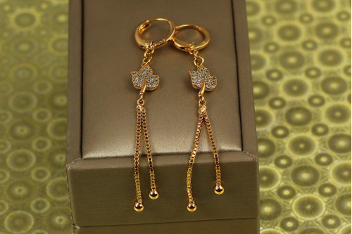 Сережки підвіски Xuping Jewelry листочок із променями 6,5 см золотисті