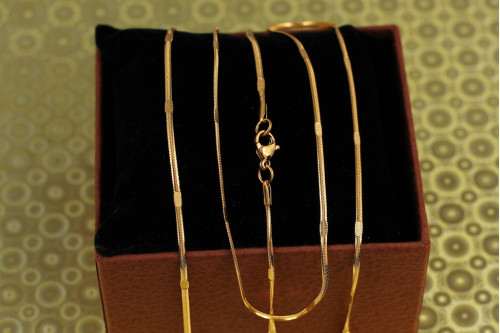 Ланцюг Xuping Jewelry снейк з пласкими вставками 45 см 2 мм золотистий