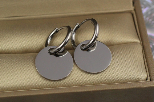 Сережки Xuping Jewelry монетка на колечку 2,5 см сріблясті