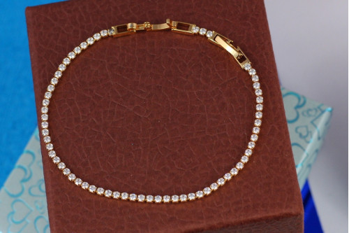 Браслет Xuping Jewelry доріжка із білих фіанітів 19 см 2 мм золотистий