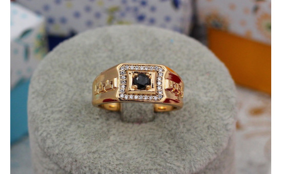 Друкка Xuping Jewelry чорний фіаніт в тарілку з боків тиснена змійка 20,21,22,23,24 р золотиста